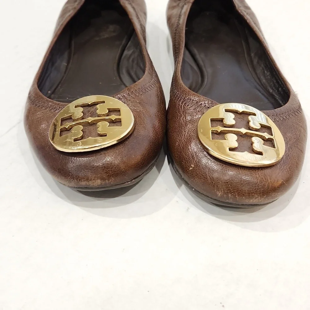 Tory Burch Flats With Gold Logo Size 7